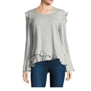 Wilt Grey Cold Shoulder Asymmetrical Longsleeve Top NWT Women’s Size S Anthro